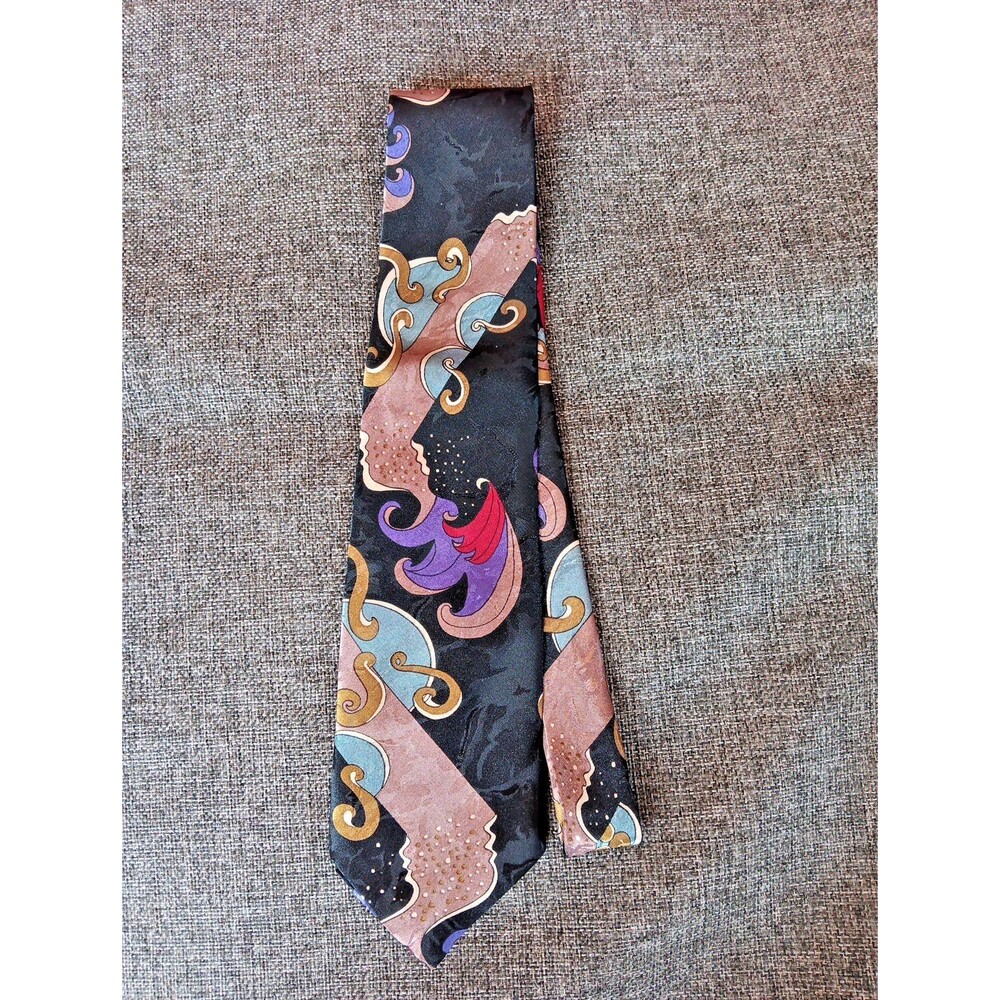 Tie 70s 80s 90s Y2K Mens Elements Black Brown Blue Red Purple 3.75 Wide 60 Long
